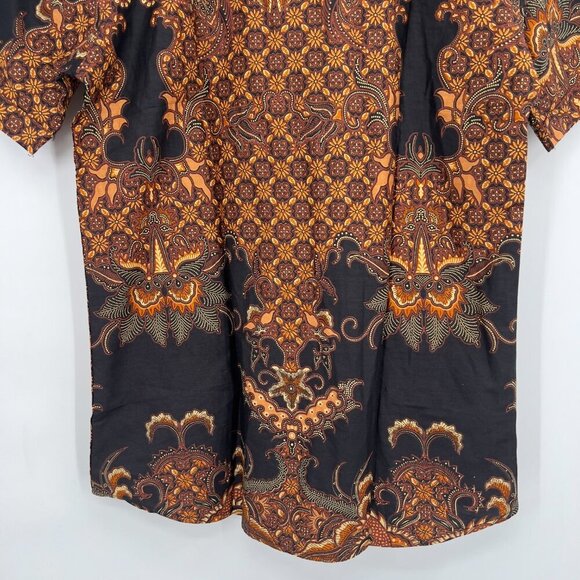 France Martine Batik Print Short Sleeve Shirt Men's Size L – 100% Cotton - Picture 6 of 9